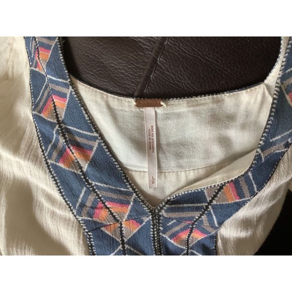 Free People Terra Nova boho blue purple print lined Tunic Mini Dress sz L - Picture 12 of 12